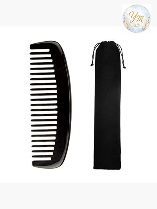 Natural Ox Horn Hair Comb Anti-Static Handmade 6 Inch Wide Tooth main image 4